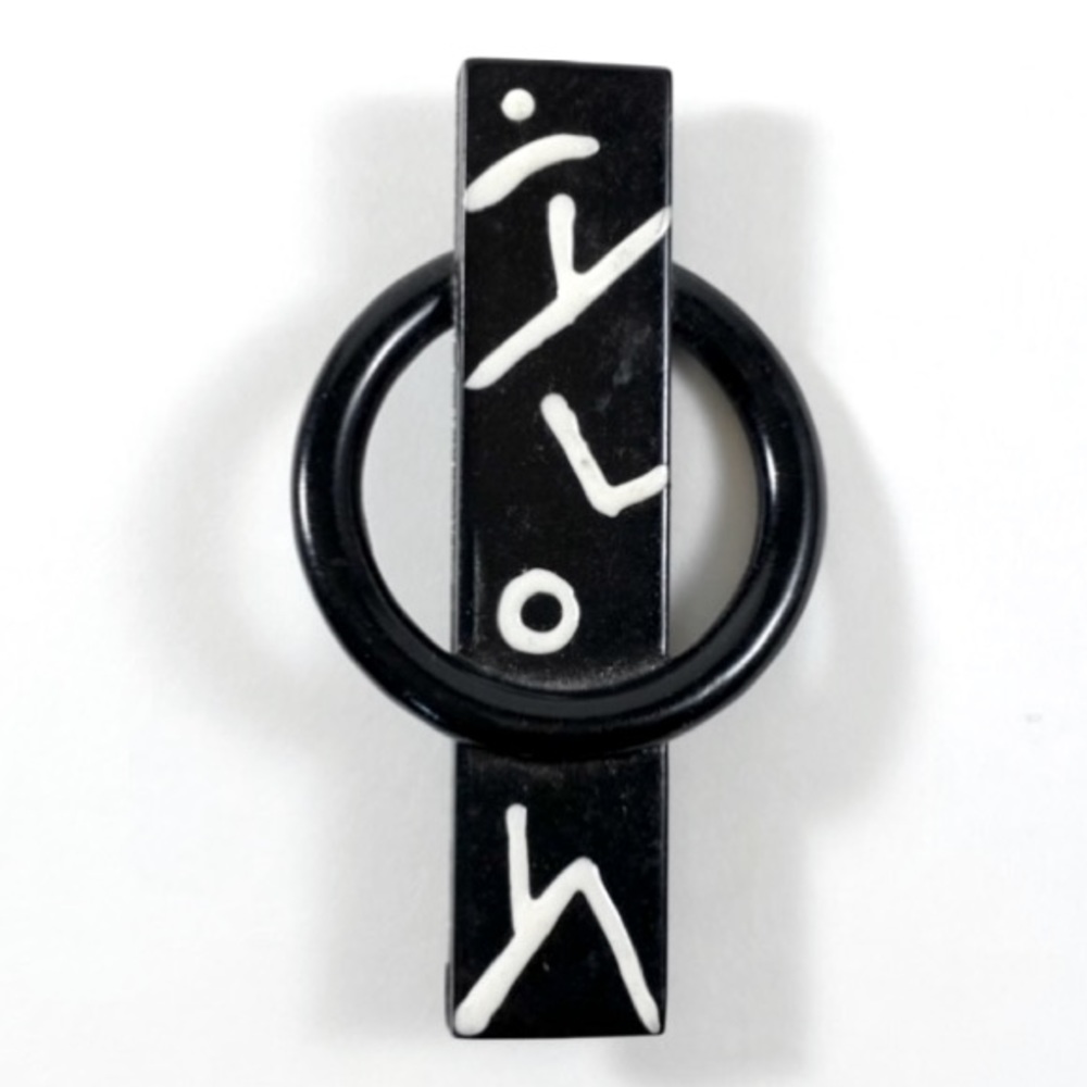 Unique vintage geometric black and white brooch